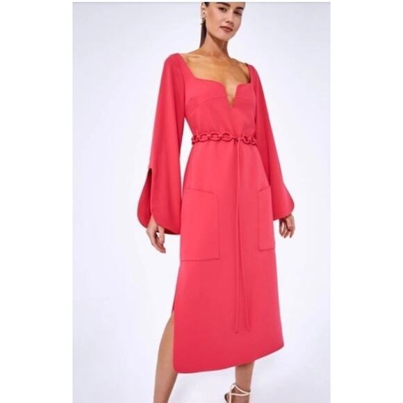 NWT $715 Alexis Sassari Shift Midi Dress Sz XS NEW Wedding Guest Cocktail Resort - Picture 2 of 15